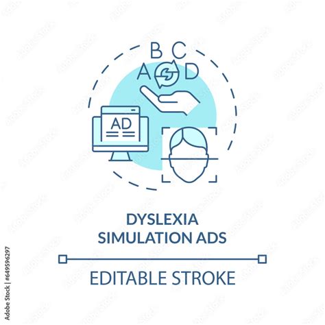 Vecteur Stock 2d Editable Blue Icon Dyslexia Simulation Ads Concept