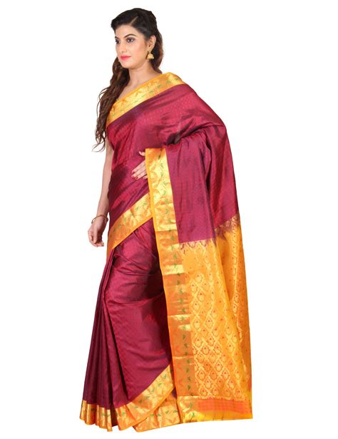 The Chennai Silks Maroon Kanchipuram Saree Buy The Chennai Silks