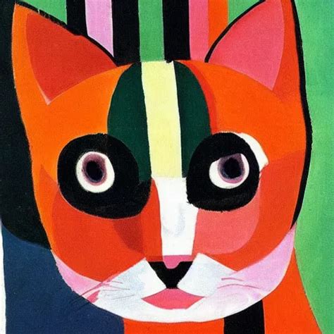 A Portrait Of Cute Cat By Sonia Delaunay Stable Diffusion