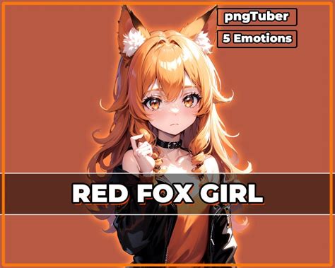 Pngtuber Red Orange Fox Girl 2d Vtuber Premade And Presetup Model With 5 Expressions Ready For