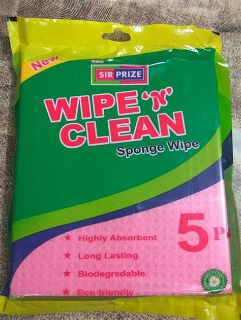 Wipe N Clean Cellulose And Cotton Sponge Wipes For Kitchen 170x210 Mm 5 Pieces