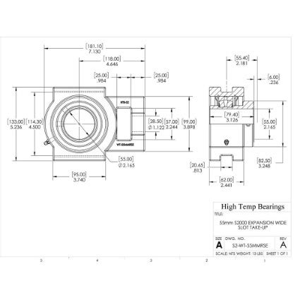 55mm S2000 Expansion Wide Slot Take Up Heavy Duty Bearing High Temp