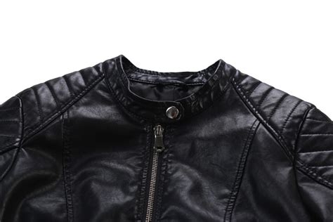 2018 Fashion Women Elegant Zipper Faux Leather Biker Jacket In Brown