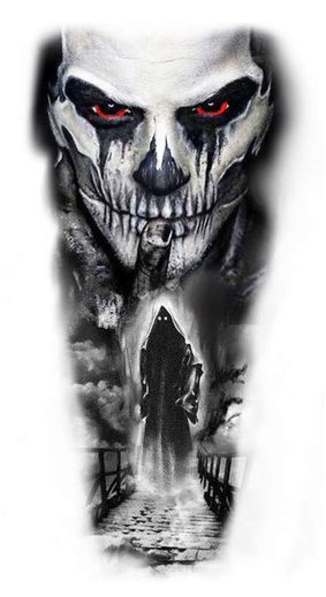 Pin By Celso On Tattoo Scary Tattoos Skull Sleeve Tattoos Dark