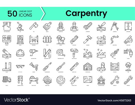 Set Of Carpentry Icons Line Art Style Bundle Vector Image