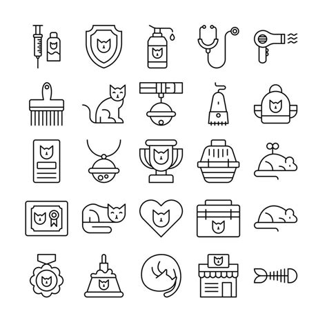 cat icon set. outline icon 23270277 Vector Art at Vecteezy