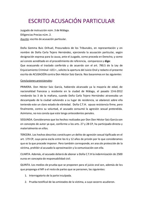 Práctica Escrito De Acusación Particular Docsity