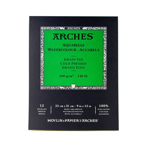 Amazon Arches Watercolor Pad 9x12 Inch Natural White 100 Cotton