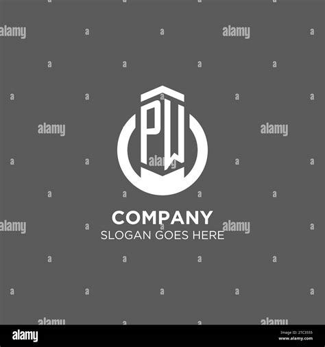 Initial Pw Circle Round Line Logo Abstract Company Logo Design Ideas