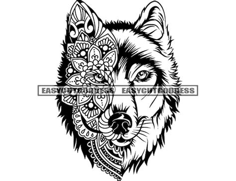 Wolf Animal Half Face Tattoo Ink Art Wildlife Nature Predator - Etsy