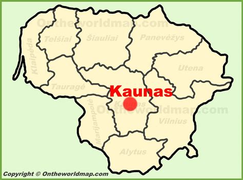 Kaunas location on the Lithuania Map - Ontheworldmap.com