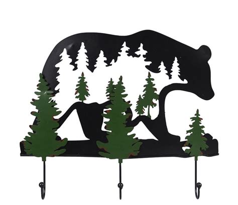 Metal Bear Wall Decor With Wall Hooks Ivystone