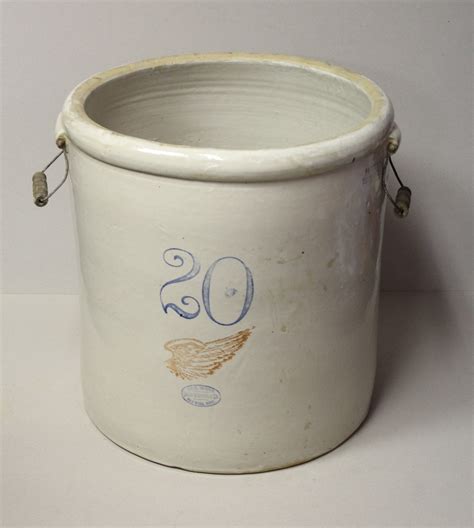 Bargain Johns Antiques Antique 20 Gallon Red Wing Crock With Lid