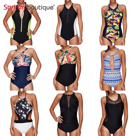 Sexy Swimwear Printed One Piece Swimsuit Mesh Patchwork Bathing Suits