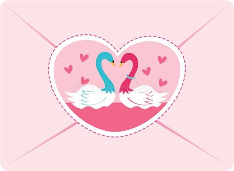 Two Swans In Love Postcard Stock Vector Illustration Of Beautiful