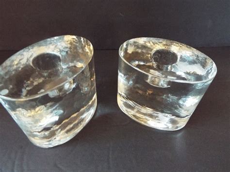 Pair Iittala Finland Arktia Glass Taper Candle Holders Etsy