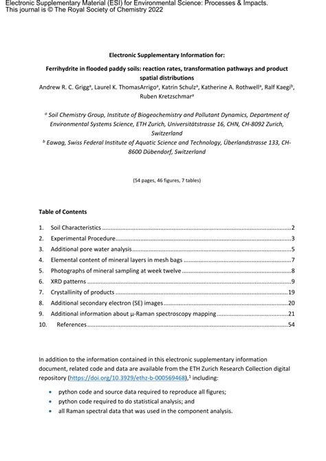 Pdf Ferrihydrite Transformations In Flooded Paddy Soils Rates