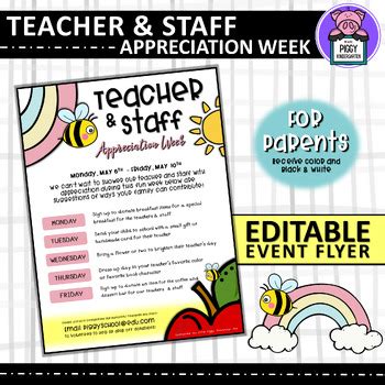 Editable Teacher Staff Appreciation Week Flyer Announcement For Parents