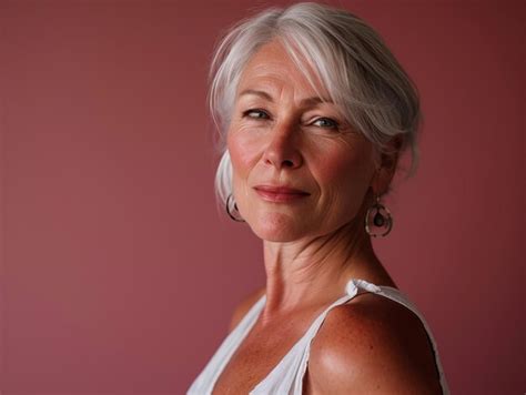 Premium Photo An Older Woman With White Hair And Earrings