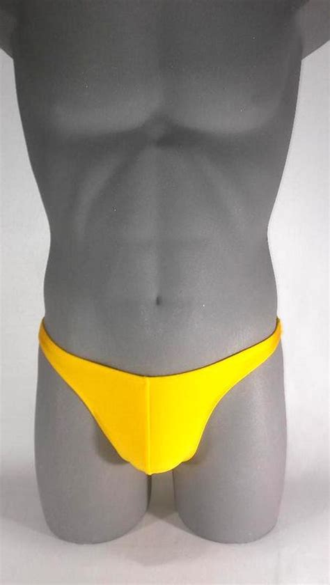 Yellow Men Sexy Bikini Swimsuit Inch Side Seams Etsy