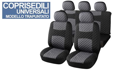 Coprisedili Auto Universali Blu Nero Modello Trapuntato Set Fodere