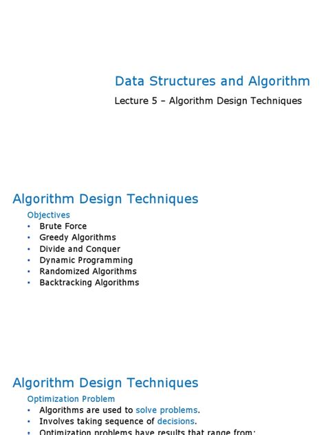 Lecture 5 - Algorithm Design Techniques | PDF