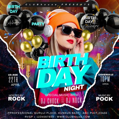 Copy Of Birthday Night Party Flyer Design Template Postermywall