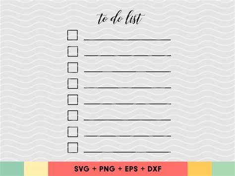 To Do List Svg To Do List Cut Files Planner Inserts Svg Cut Etsy Canada