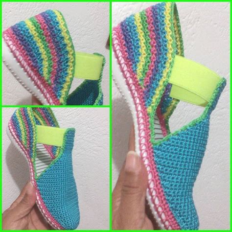 Zapatos tejidos en crochet Hecho a mano Patyartesanal Padrão de