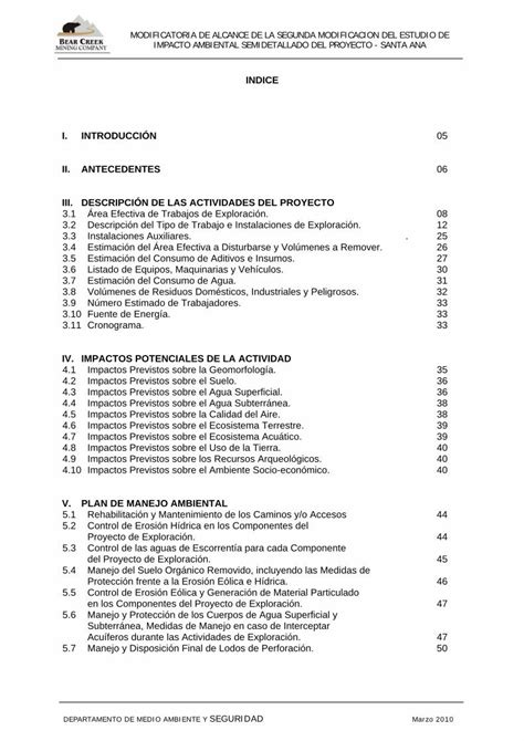 PDF INDICE I INTRODUCCIÓN II ANTECEDENTES III DESCRIPCIÓN DE LAS