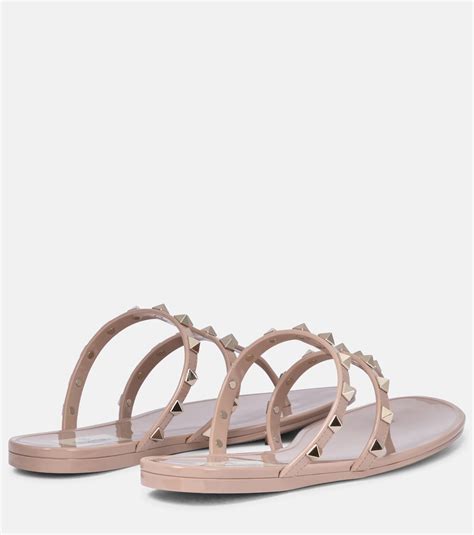Rockstud Pvc Thong Sandals In Beige Valentino Garavani Mytheresa