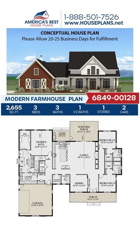 Live In A Dream Home With Plan 6849 00128 This Modern Farmhouse Gives