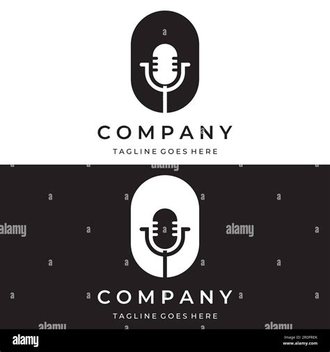 Podcast Logo Vector Design With Modern Trendy Microphone Audio Podcast