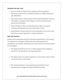 Collaborative Workplace Work Ethics Guided Reading Comprehension Worksheet