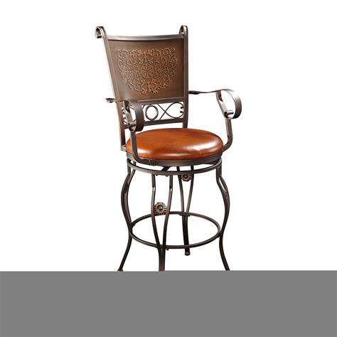 Powell Big And Tall Copper Stamped Back Swivel Bar Stool With Arms Bar Stools At Hayneedle