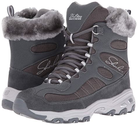 Skechers Womens Dlites Chalet Faux Fur Collar Winter Boot