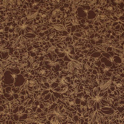 Gabardine Coton Lasthanne Fleuri Beige Fond Marron Vendu Au M Tre