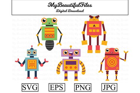 Robots Svg Cute Robots Svg Eps Png And  729981 Illustrations