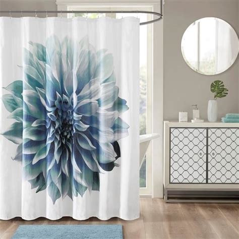 Madison Park 200tc Cotton Percale Shower Curtain In Aqua Finish Mp70