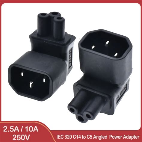 IEC 90 Degree Adapter 3 Poles IEC Male C14 To IEC Female C5 Down Angled