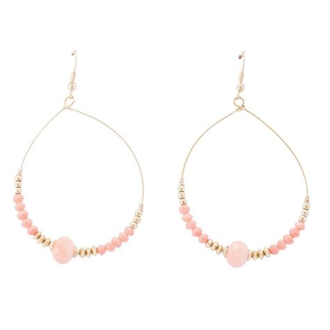 Fabula Jewellery Pink Beads Teardrop Large Fashion Drop Earrings For