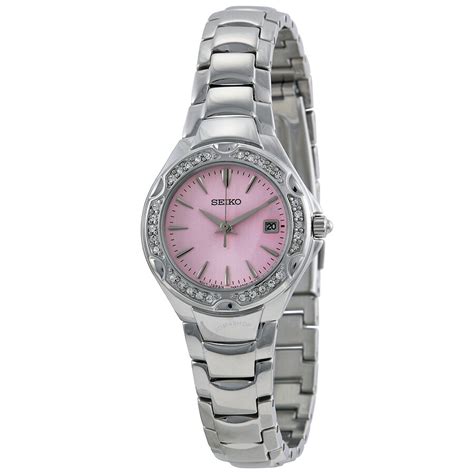 Seiko Crystal Pink Dial Ladies Watch Sxdc53 Stainless Steel Seiko Watches Jomashop