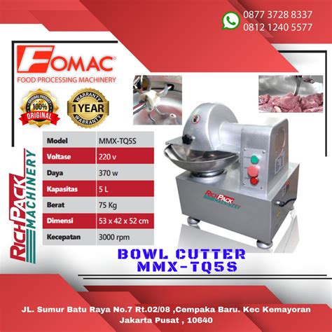 Jual Fomac Mmx Tq S Bowl Cutter Machine Mesin Pengaduk Adonan Daging