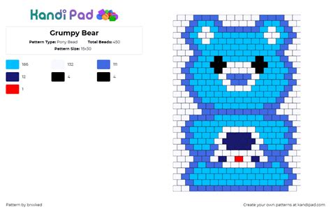 Grumpy Bear Pony Bead Pattern Kandi Pad Kandi Patterns Fuse Bead