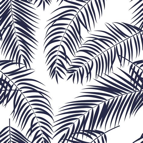 Beautifil Palm Tree Leaf Silhouette Seamless Pattern Background Vector