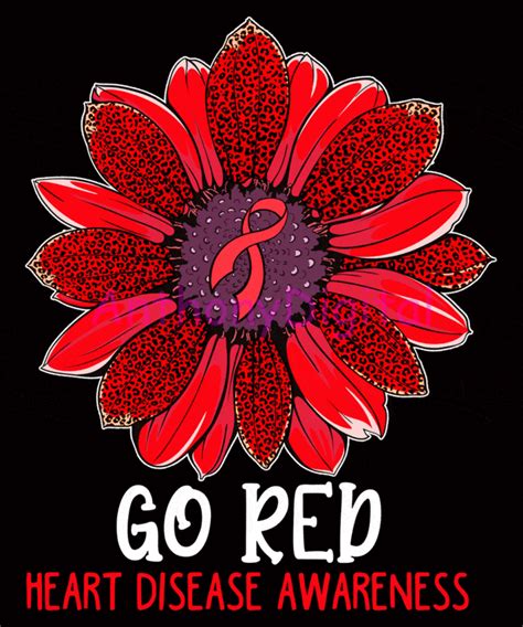 Rd Womens Red Heart Disease Awareness Month Ribbon Sunflower T Shirt Buy T Shirt Designs