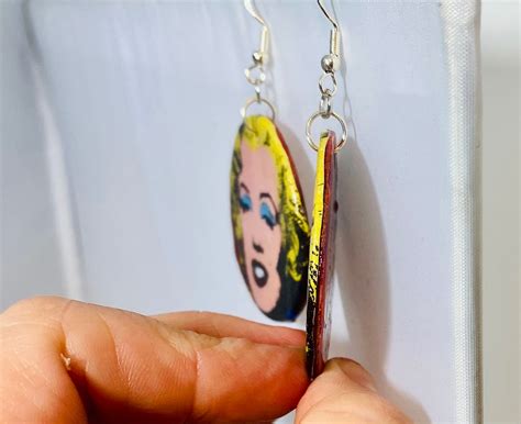 Earrings Marilyn Monroe Andy Warhols Marilyn Made Of Balsa Etsy