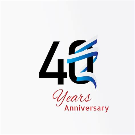 Logotipo de aniversario de 40 años con color azul blanco y negro de una