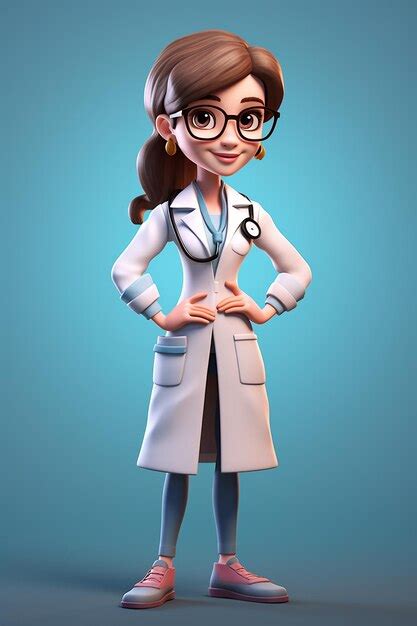 Personaje de dibujos animados médico femenino en 3d Foto Premium