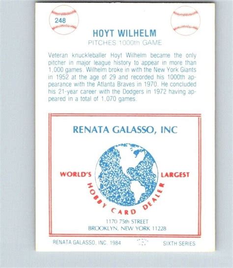 Tcma Renata Galasso Hoyt Wilhelm Nrmt Ln Ebay